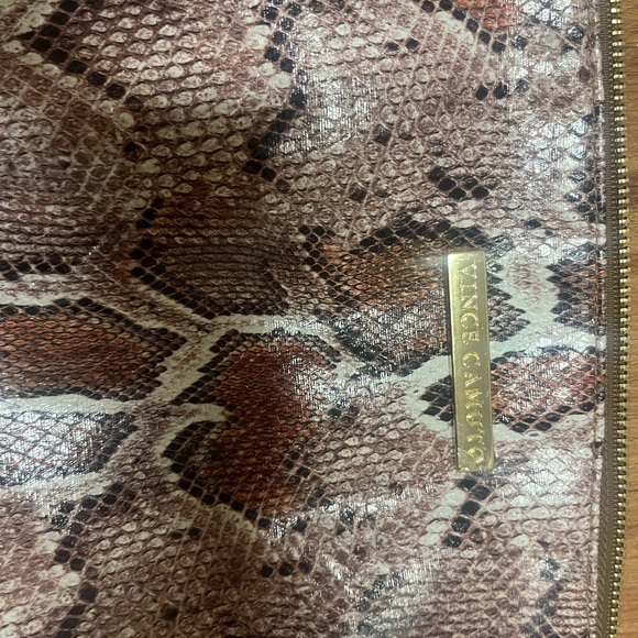 Vince Camuto Snakeskin Pattern Clutch - Brown and Cream - Picture 2 of 4
